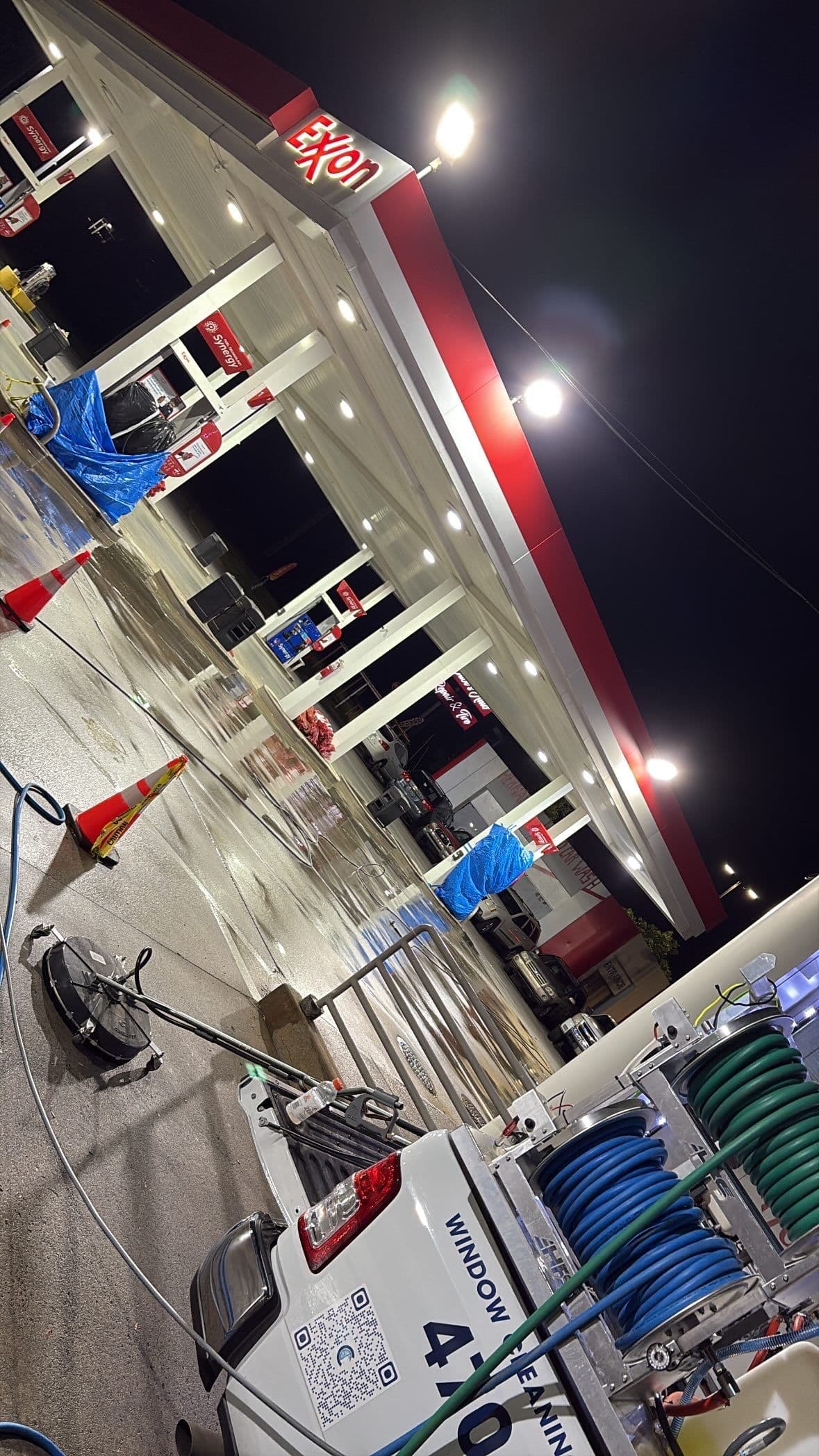 Night Shift Pressure Washing at a Roswell Gas Station image